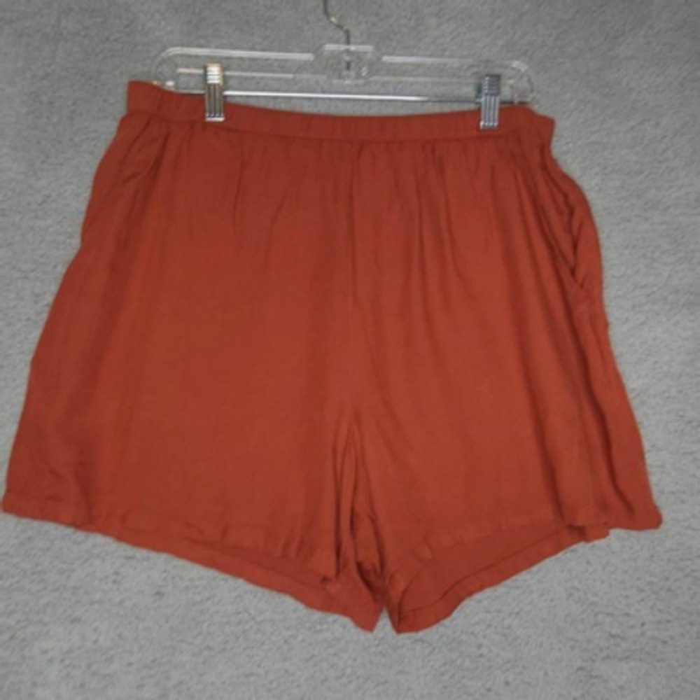 Melrose And Market Shorts Womens Casual Rust Henna Brown Elastic Waist L New